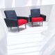 Fauteuil retro en Skaï noir et rouge (1)