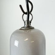 Lampe à suspension industrielle en émail gris, années 1960