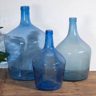 Antique blue damajuanas (circa 1920). 3-piece set #3
