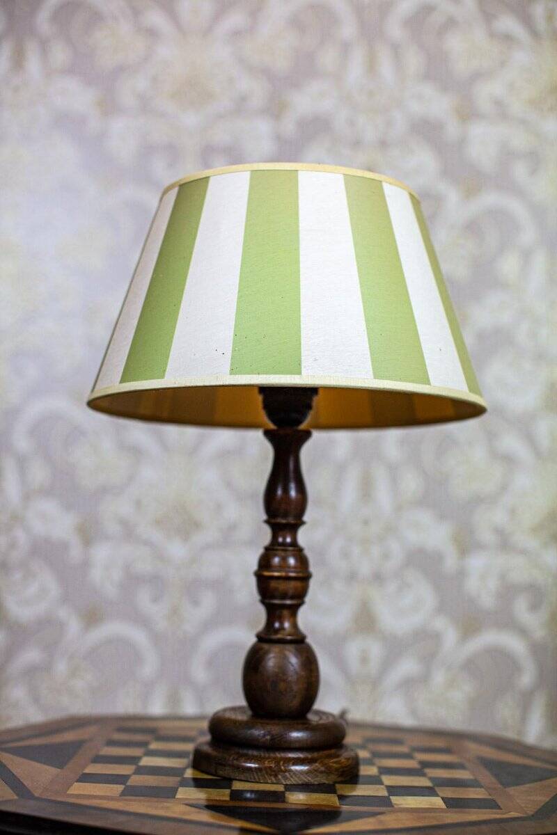 Electric Table Lamp with Green-White Shade, 1950s