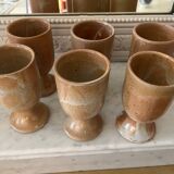 6 vintage stoneware coffee cups