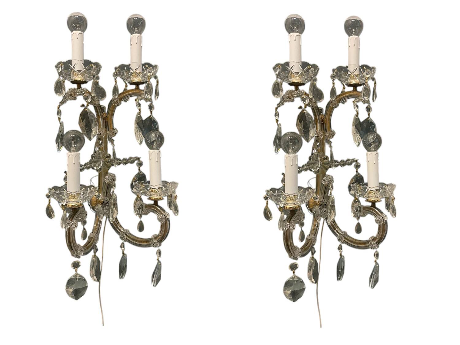 Large Maria Teresa Crystal Sconces Set of 2 1970’s