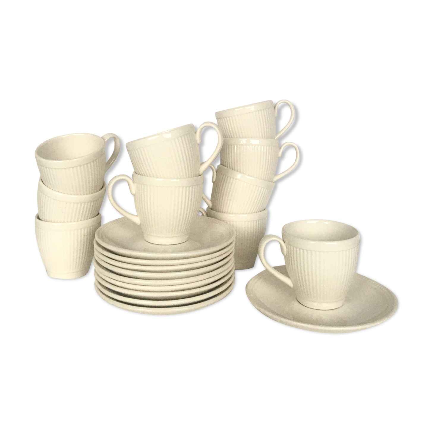 Ten English cups and saucers
