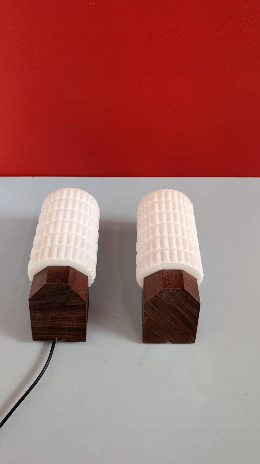 Pair of wall lights by Louis Kalff for Philips - glass and opaline.