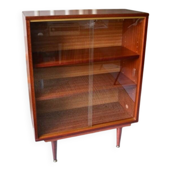 bibliothèque basse vitrine acajou vintage