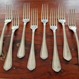 Christofle Set of 8 Spatours table forks in silver metal