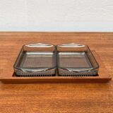Plateau danois en teck du milieu du siècle avec verres de Lüthje Wood, lot de 3