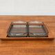 Danish teak mid-century plateau with Lüthje Wood glasses, set of 3.