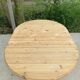 Extendable oval round table with central leg, renovated in raw solid wood, 105cm