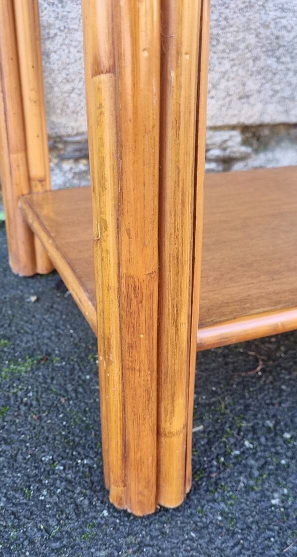 Pair of Maugrion bedside tables for Roche Bobois, bamboo, rattan 70s