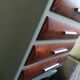 Gray chest of drawers wooden drawers year 1950 foot mustache shape