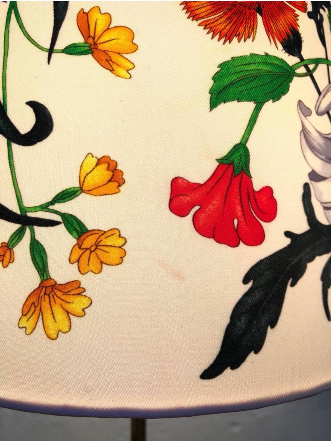 Mid-Century Modern Table Lamp in Brass with Vintage Gucci Shade