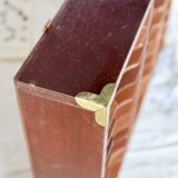 Vintage wall shelf, craft furniture style - Wood and gold metal