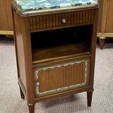 Art deco bedside table in mahogany and marble top