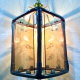 Lantern 1 light bamboo and smoked glasses
