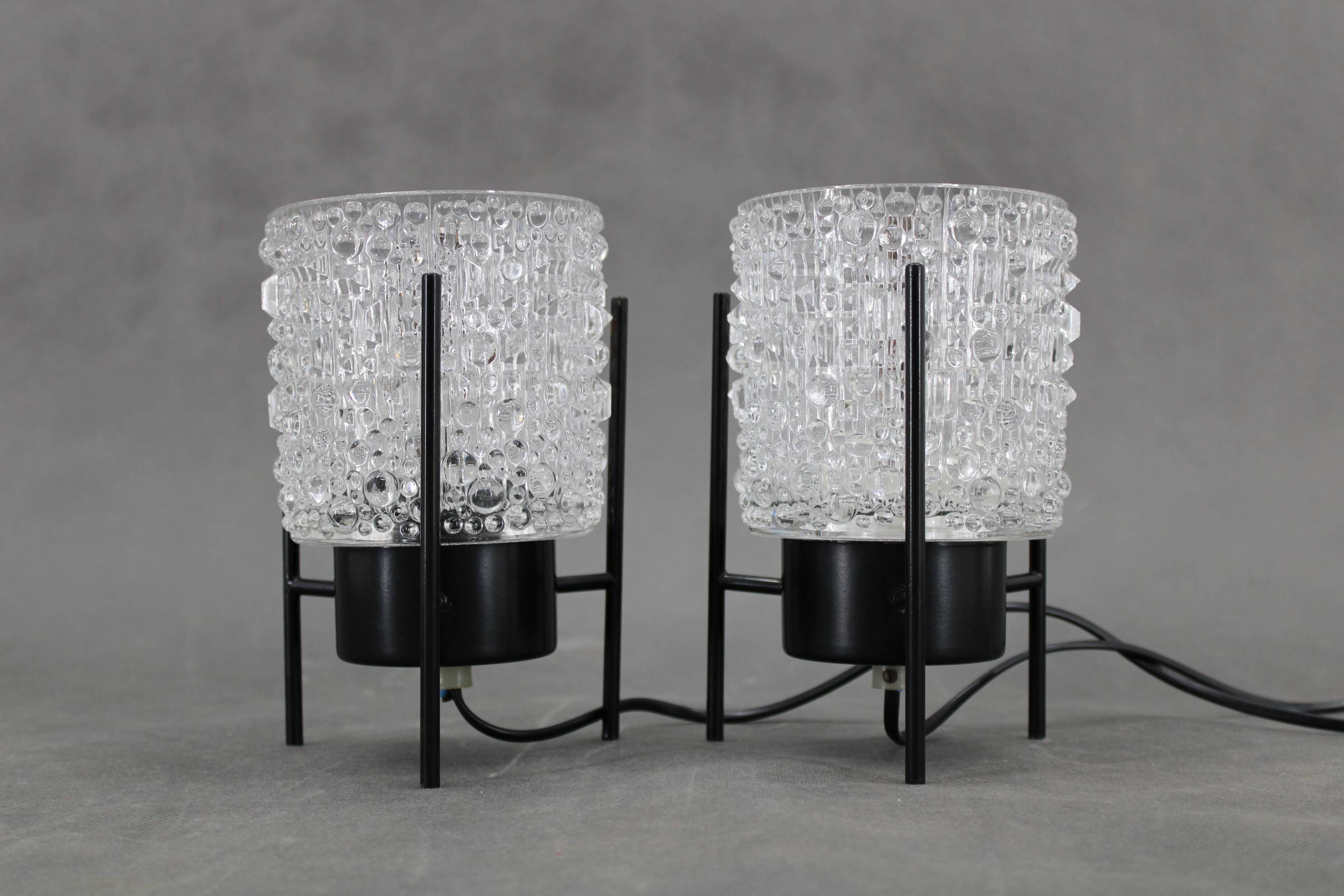 1970s Pair of Nightstands Glass Lamps , Germany
