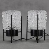1970s Pair of Nightstands Glass Lamps , Germany