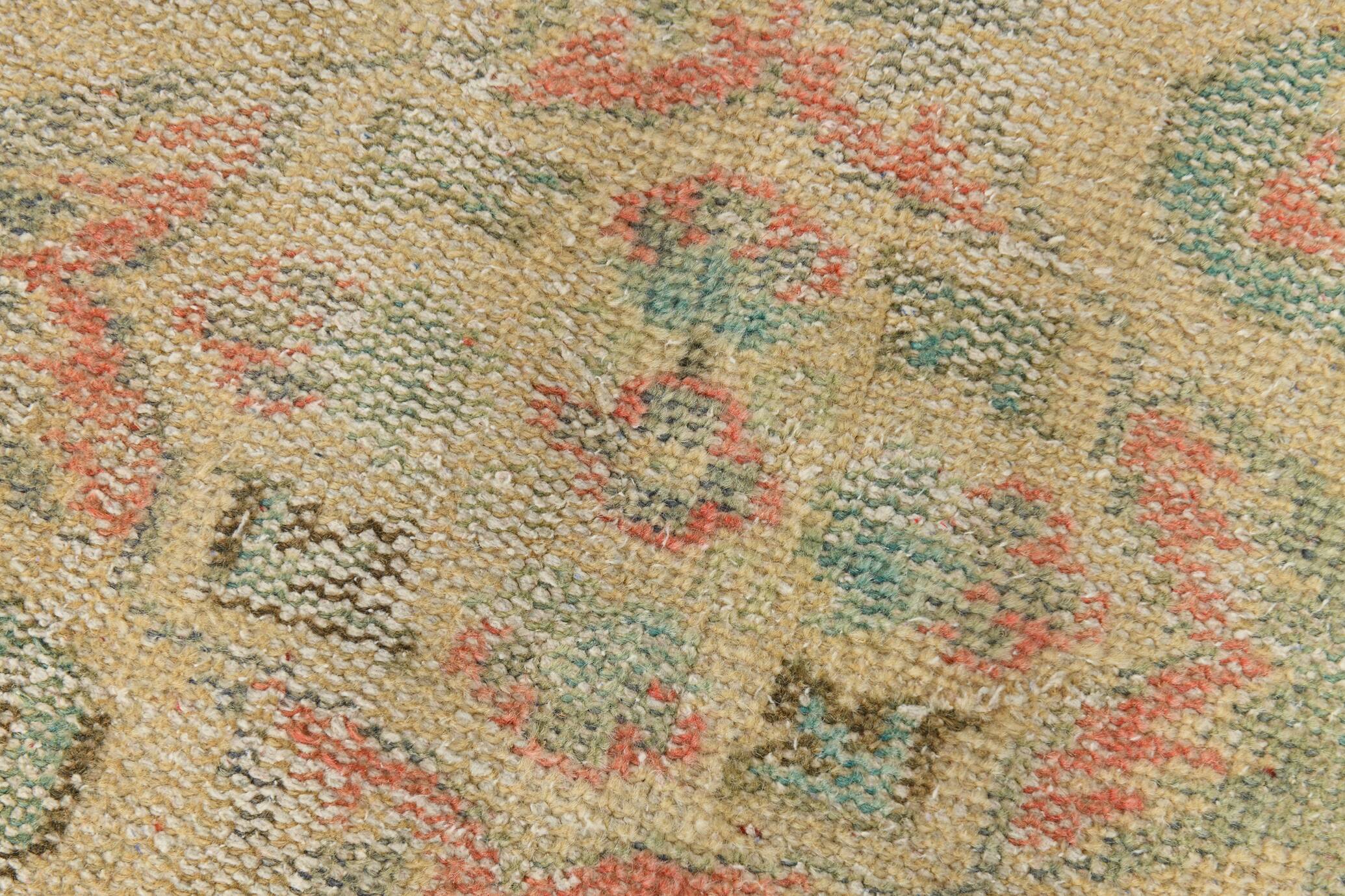 6x9 Soft Beige & Red Geometric Vintage Rug, 181x260 Cm