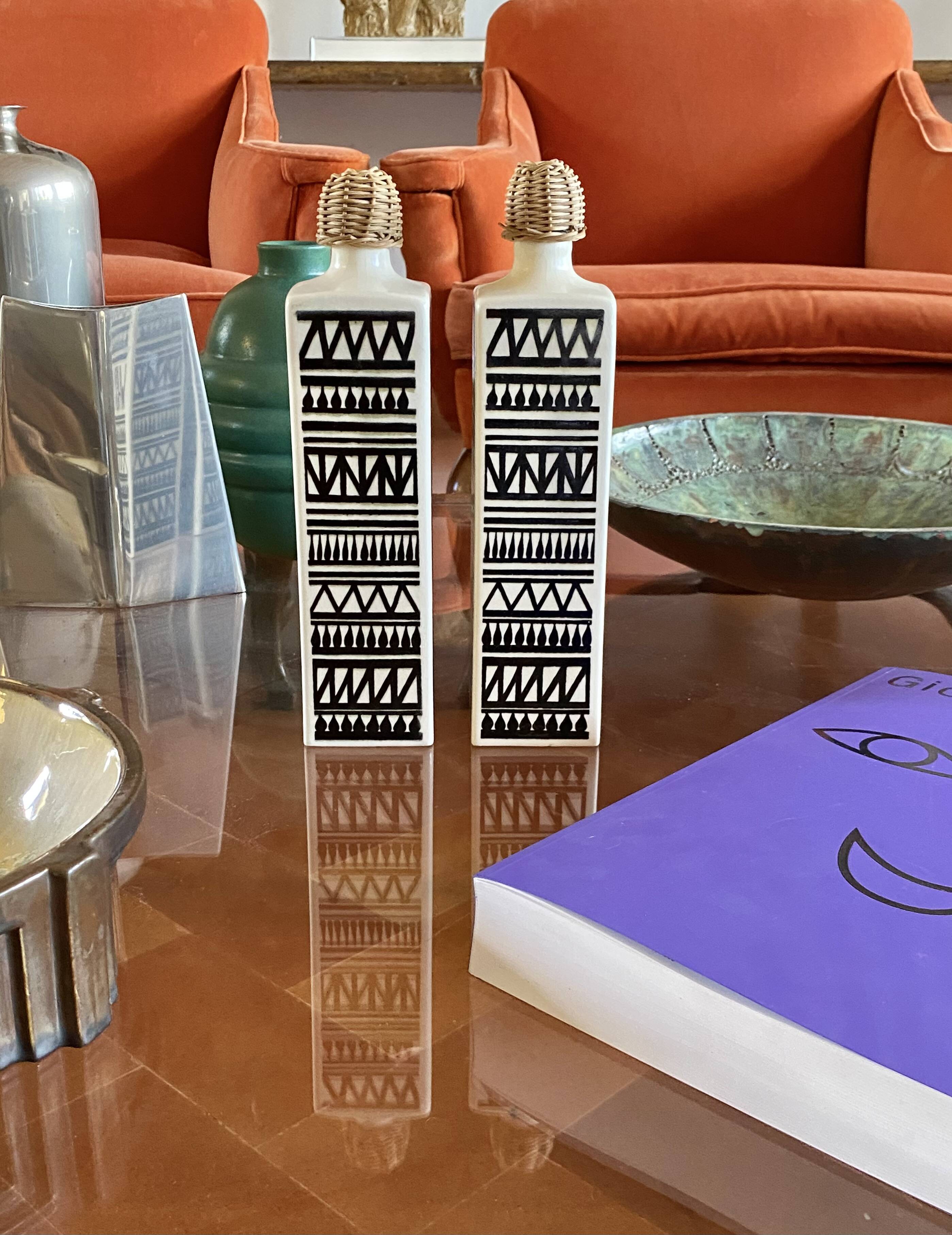 Mid-century set of 2 ceramic bottles, Staffel Limburg Germany, 1960s