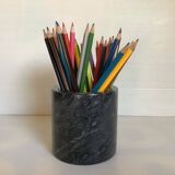 Black gray marble pencil pot