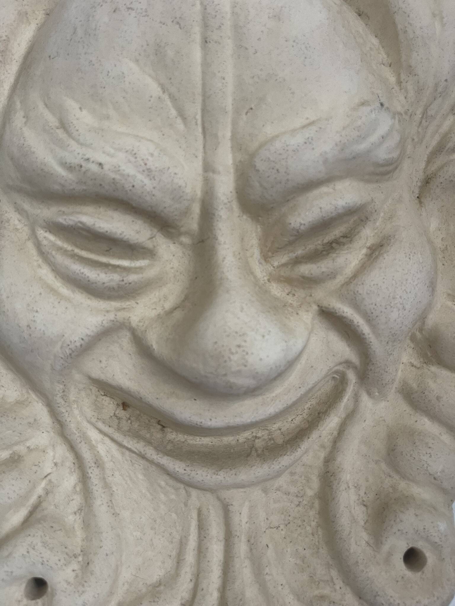 Ancient Rare Head Face Mascaron Satyr Mask Pottery Bavent France Clay