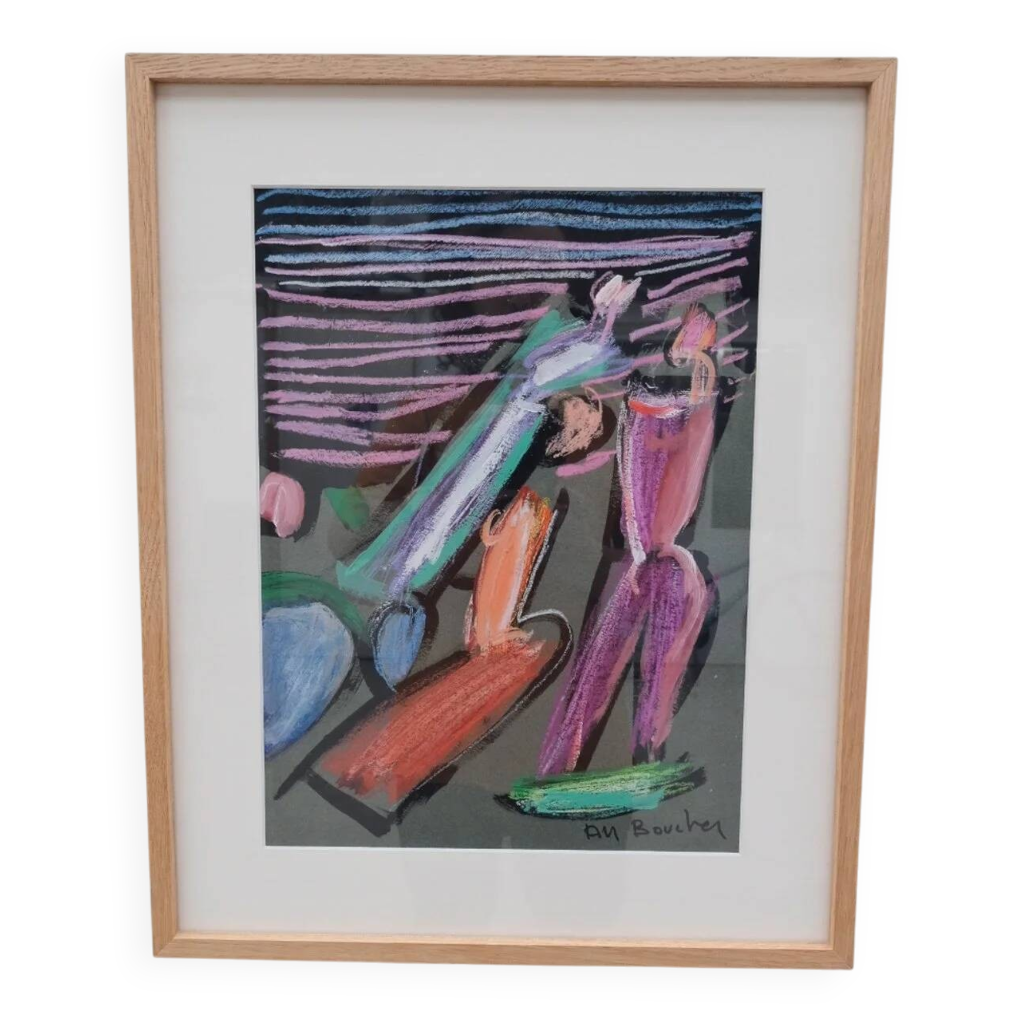 Peinture technique mixte sur papier de alain michel boucher (1944-2020)