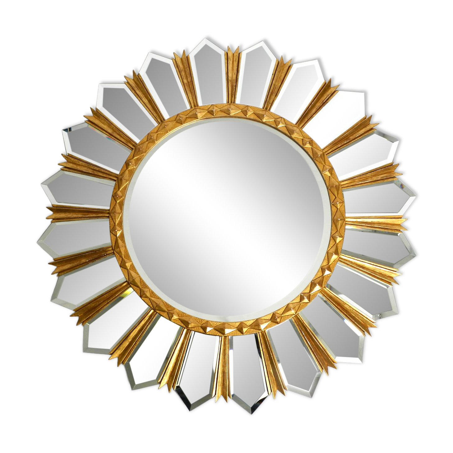 Large gilded Italian XXL Regency Sunburst Wall Mirror | diameter 93 cm