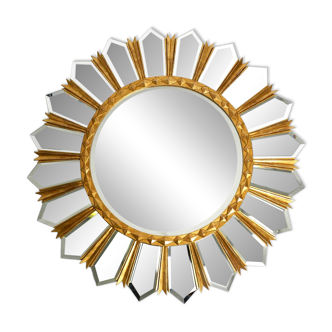 Large gilded Italian XXL Regency Sunburst Wall Mirror | diameter 93 cm