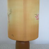 Sandstone lamp with silk shade
