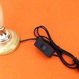 Tulip lamp made of onyx and brass.