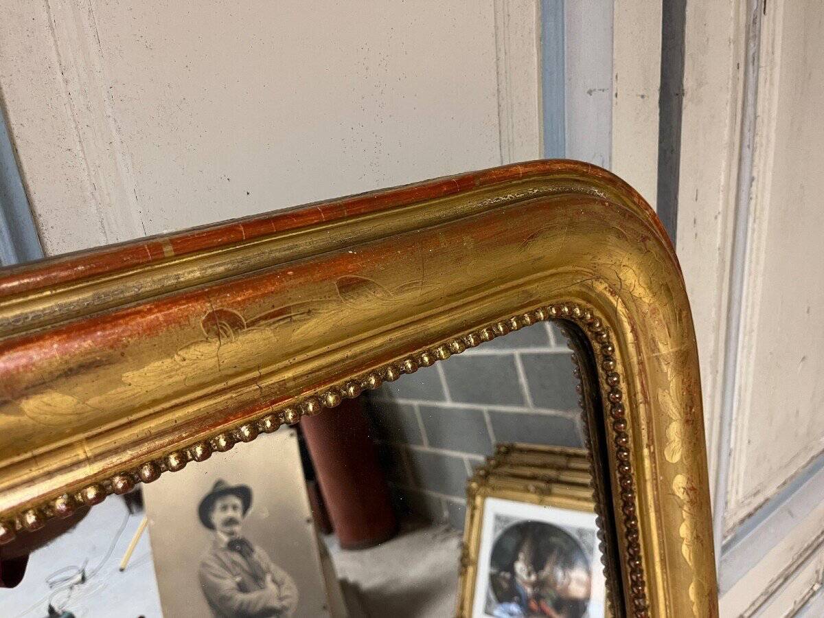 Large Louis Philippe Style Gilded Stucco Fireplace Mirror