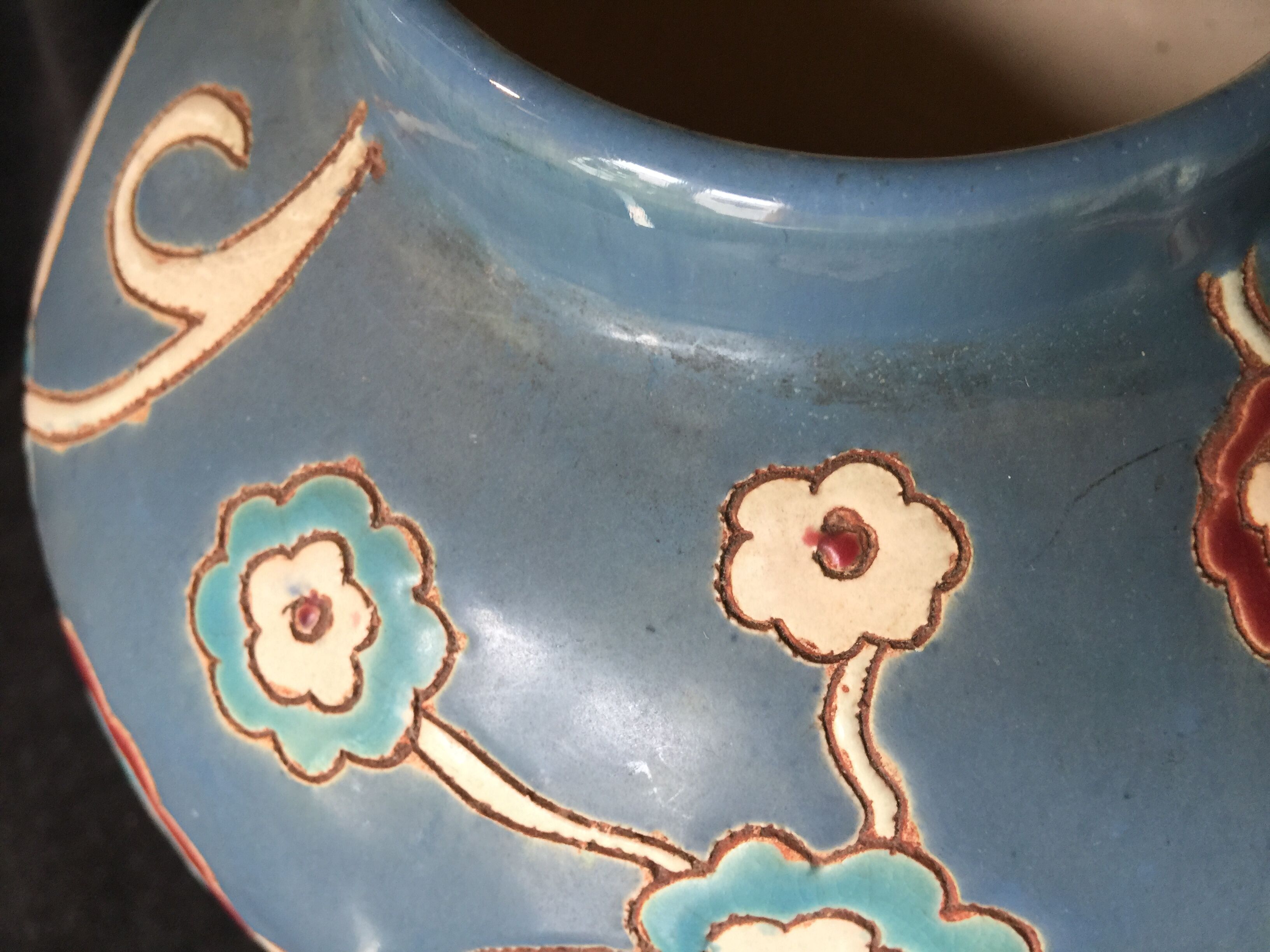 Vase ball glazed earthenware signed louan 1930