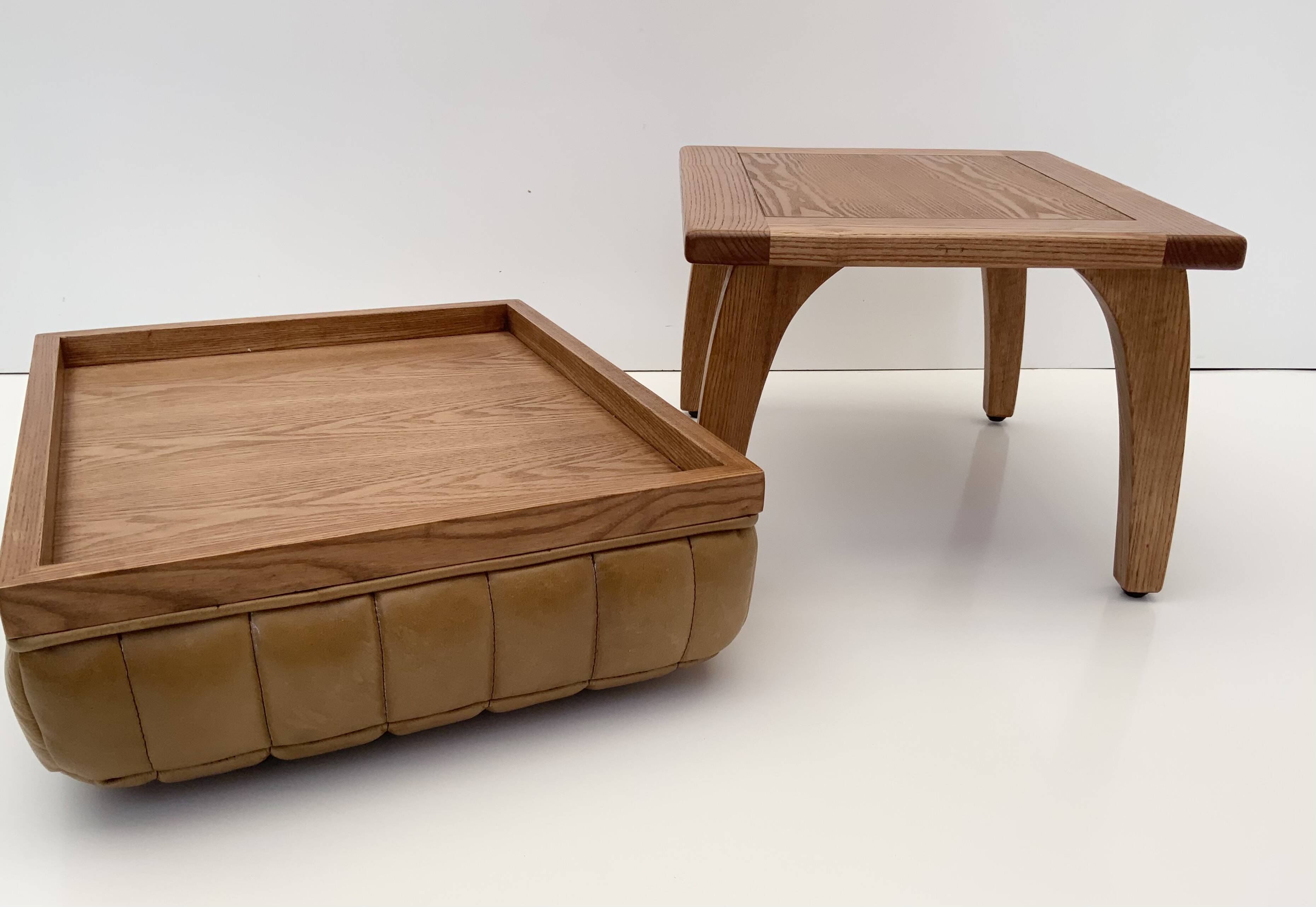 Leather Relaxing Stool/Footstool/ Tray/Side Table