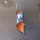 Space age wall lamp chrome metal and orange 70s