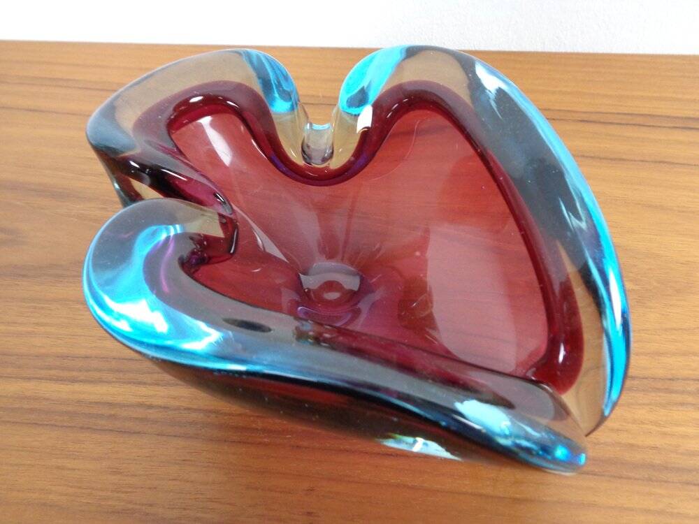 Large Sommerso Murano Glass Ashtray by Flavio Poli, Italy, 1960s