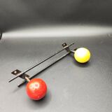Vintage coat rack hook two colorful balls 60s