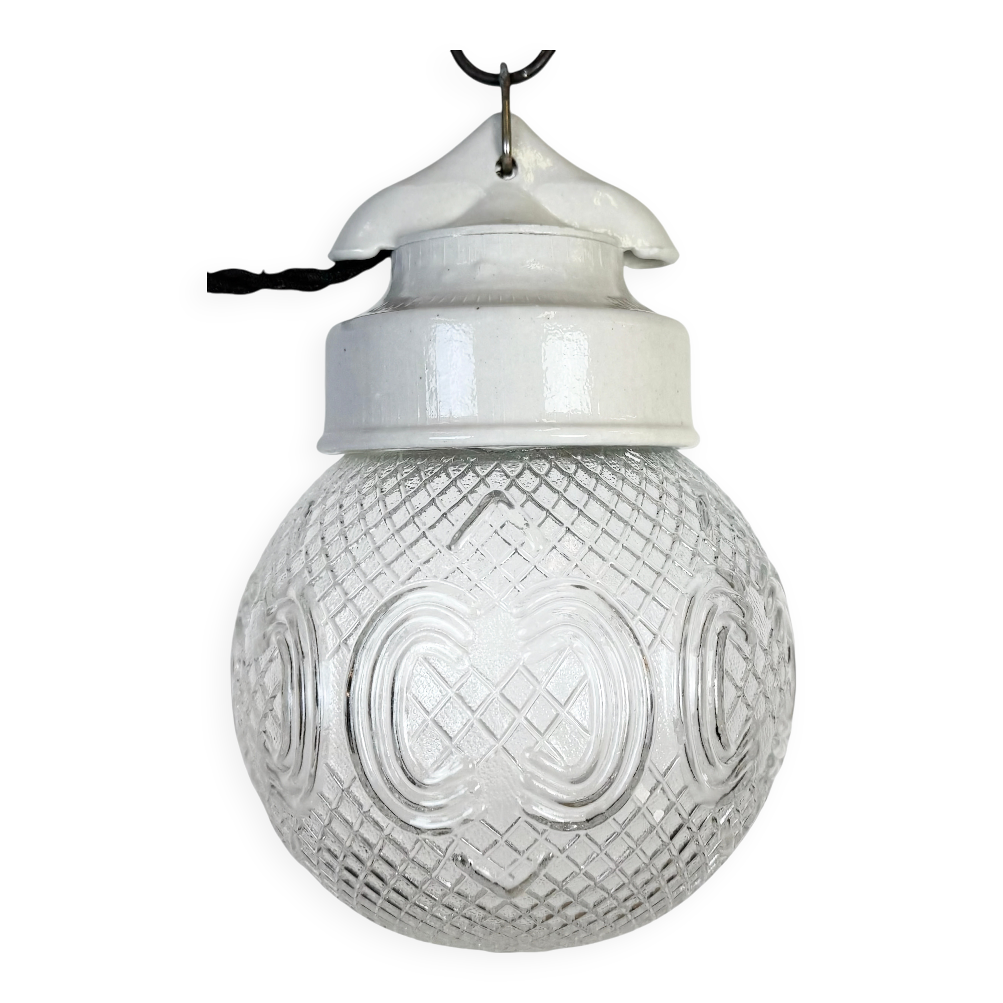 Vintage White Porcelain Pendant Light, 1970s