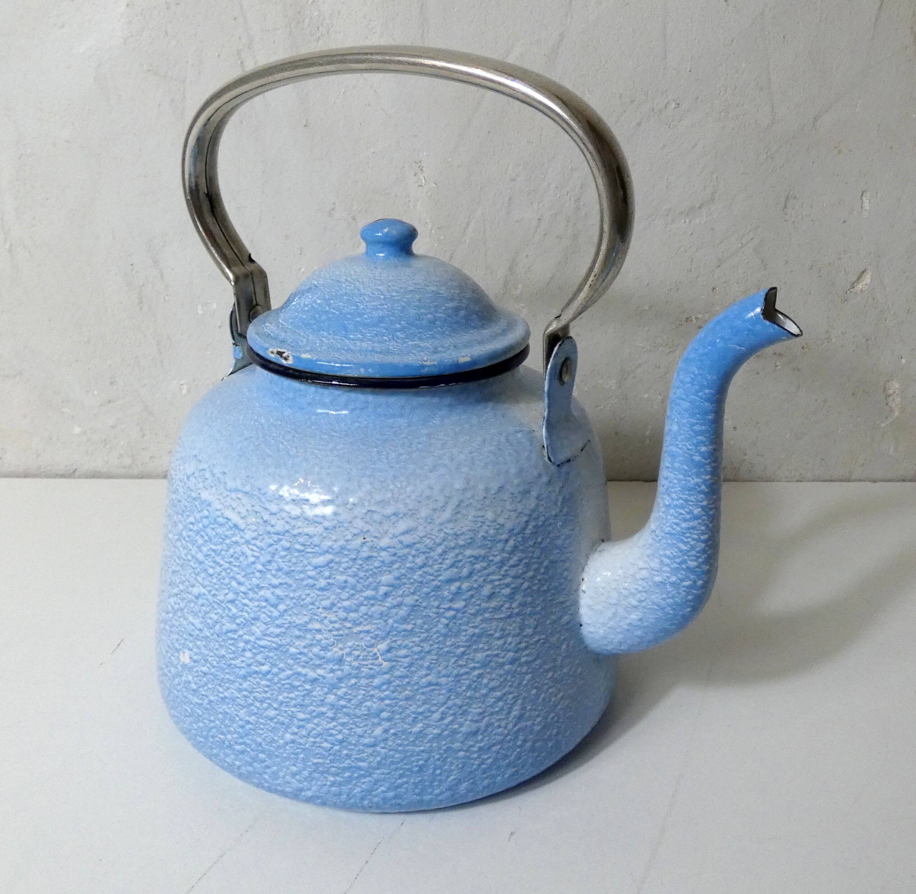 old enamelled steel kettle