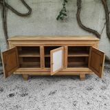 Sideboars-d 2 whitewashed oak doors and 1 beige ceramic door