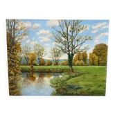 Paysage d’automne, huile sur toile signé Lagarde