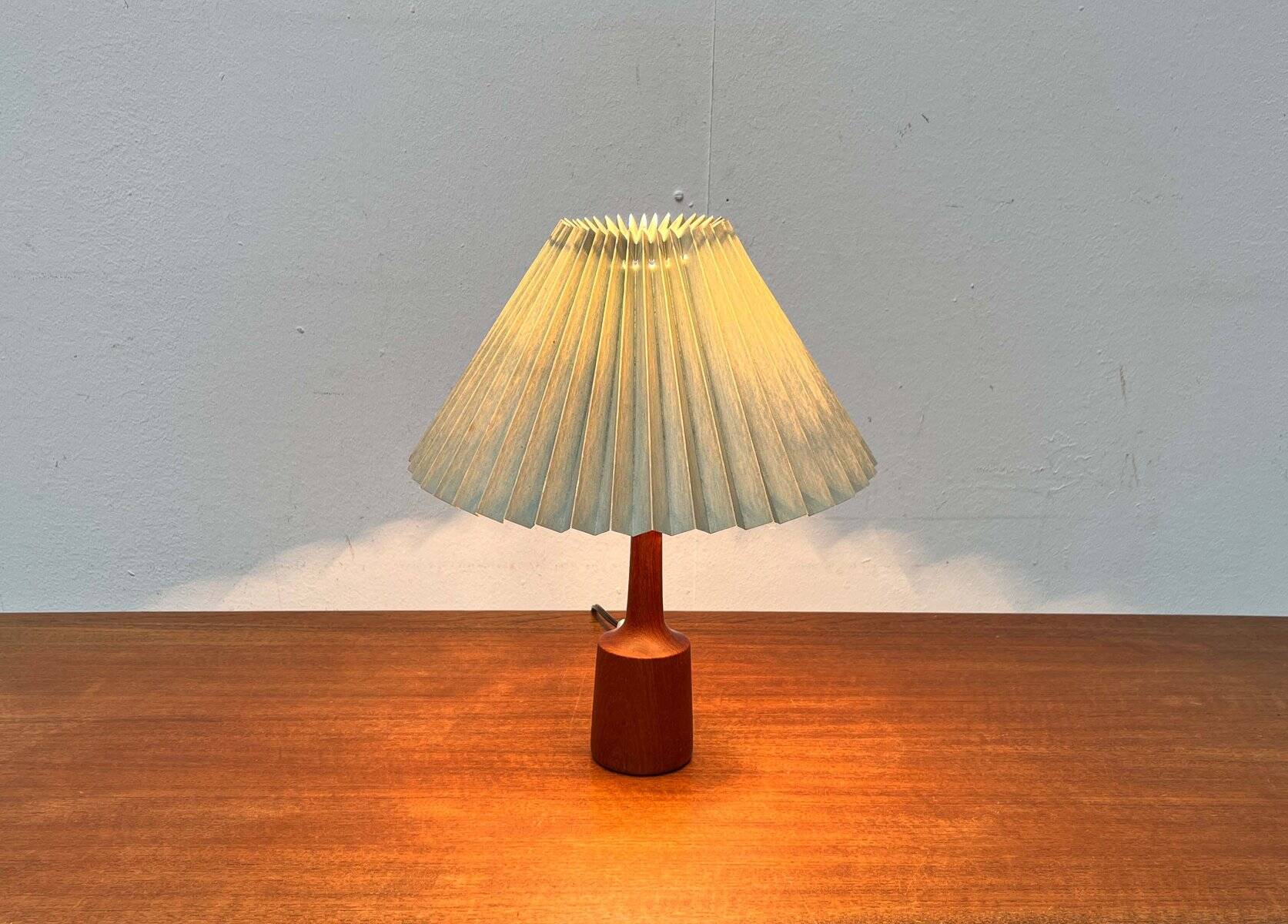 Danish modern teak table lamp from the mid-century, 1960s.