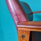 Pair of armchairs in Rio rosewood and plum leather, Denmark 1960