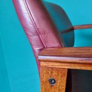 Pair of armchairs in Rio rosewood and plum leather, Denmark 1960