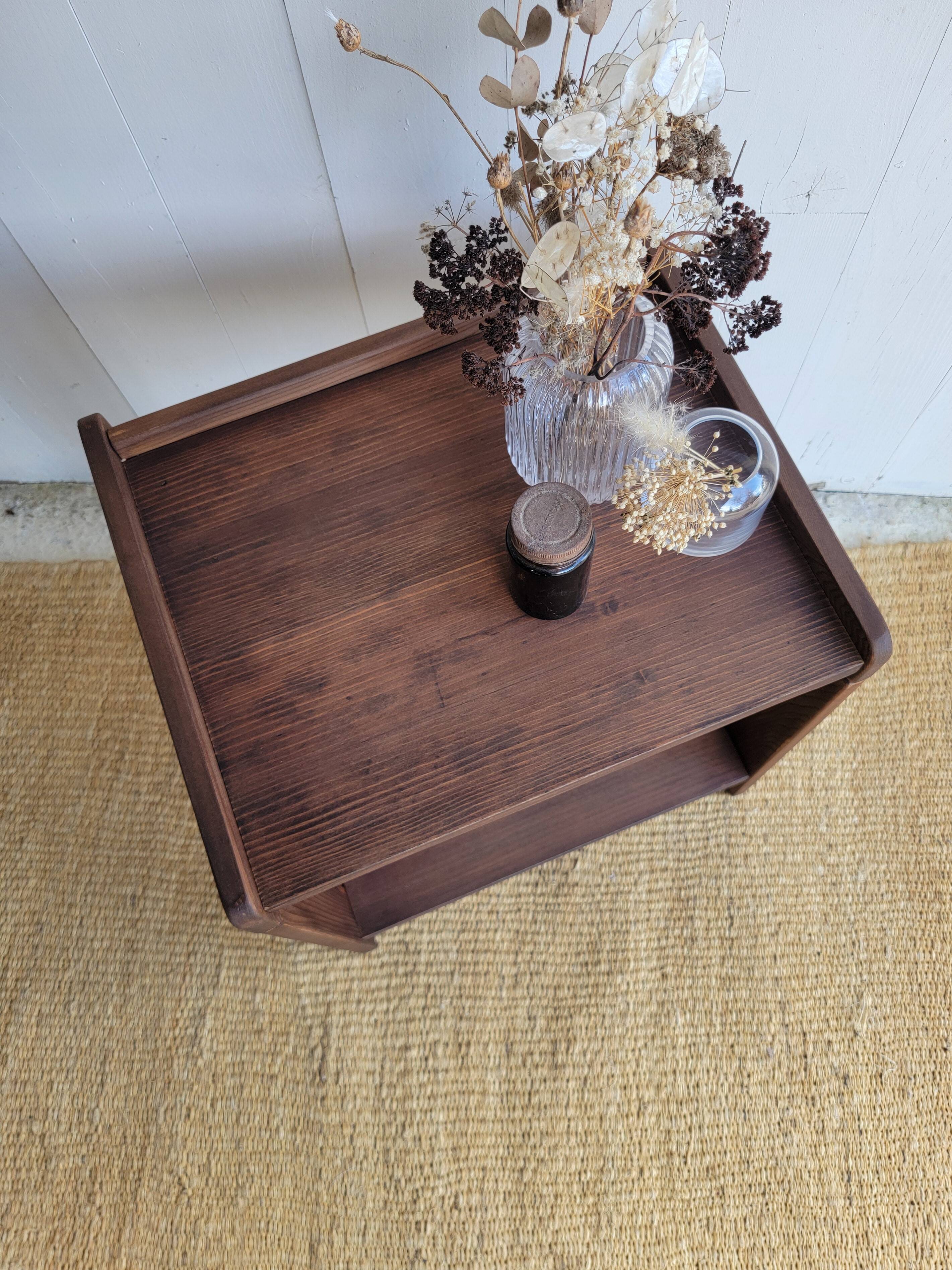 Dark wood bedside table - mid-century modern style