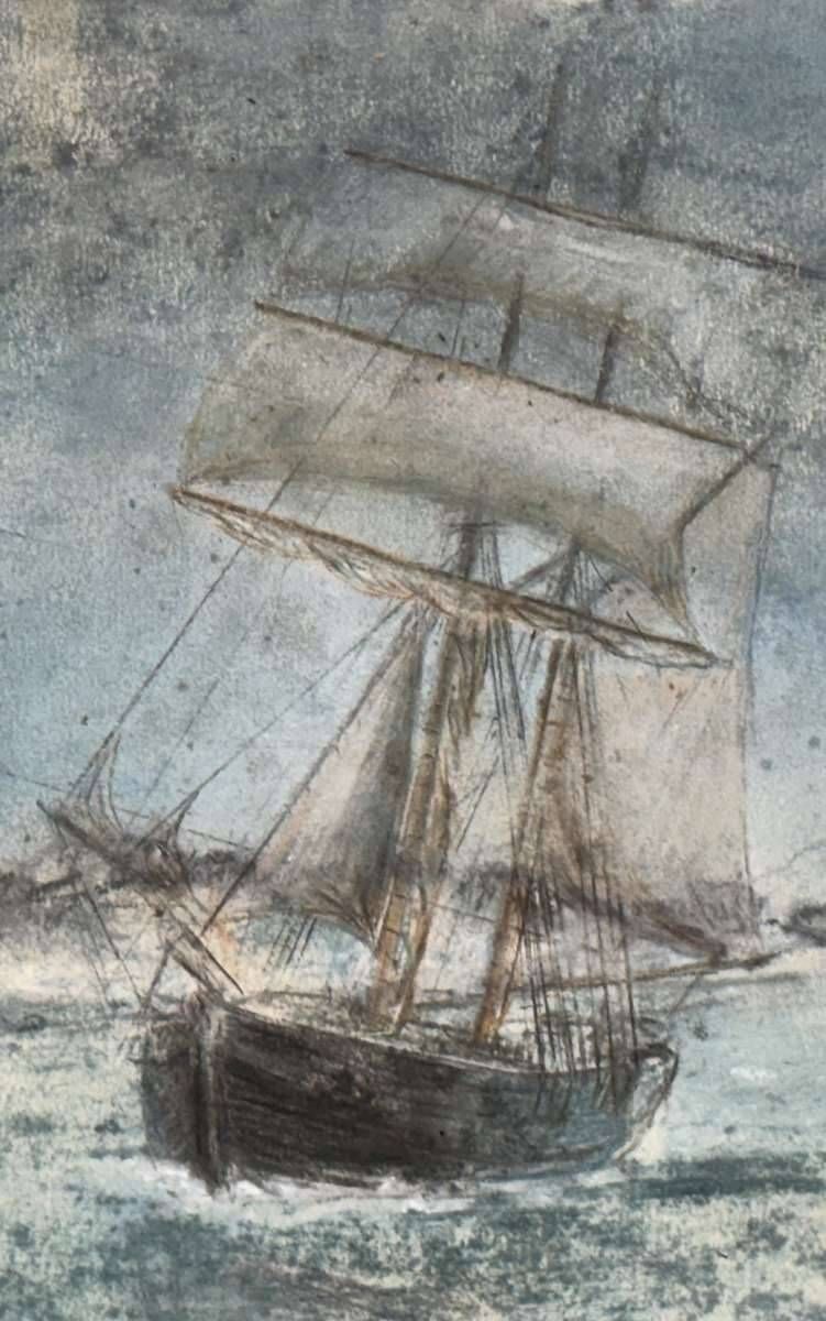 Watercolour under glass, late 19th century, signed A. Johnston 1891.