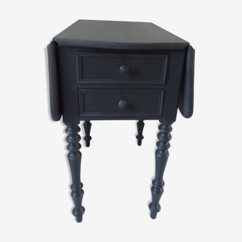 Louis Philippe bedside table with flaps, slate grey