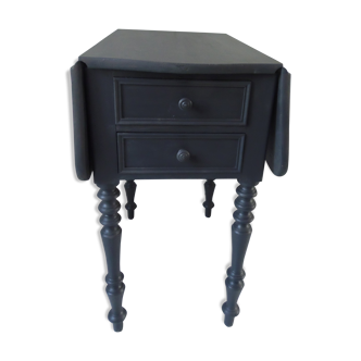 Louis Philippe bedside table with flaps, slate grey