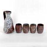 Ceramic beverage set by Juliette Derel, Vallauris, 1960