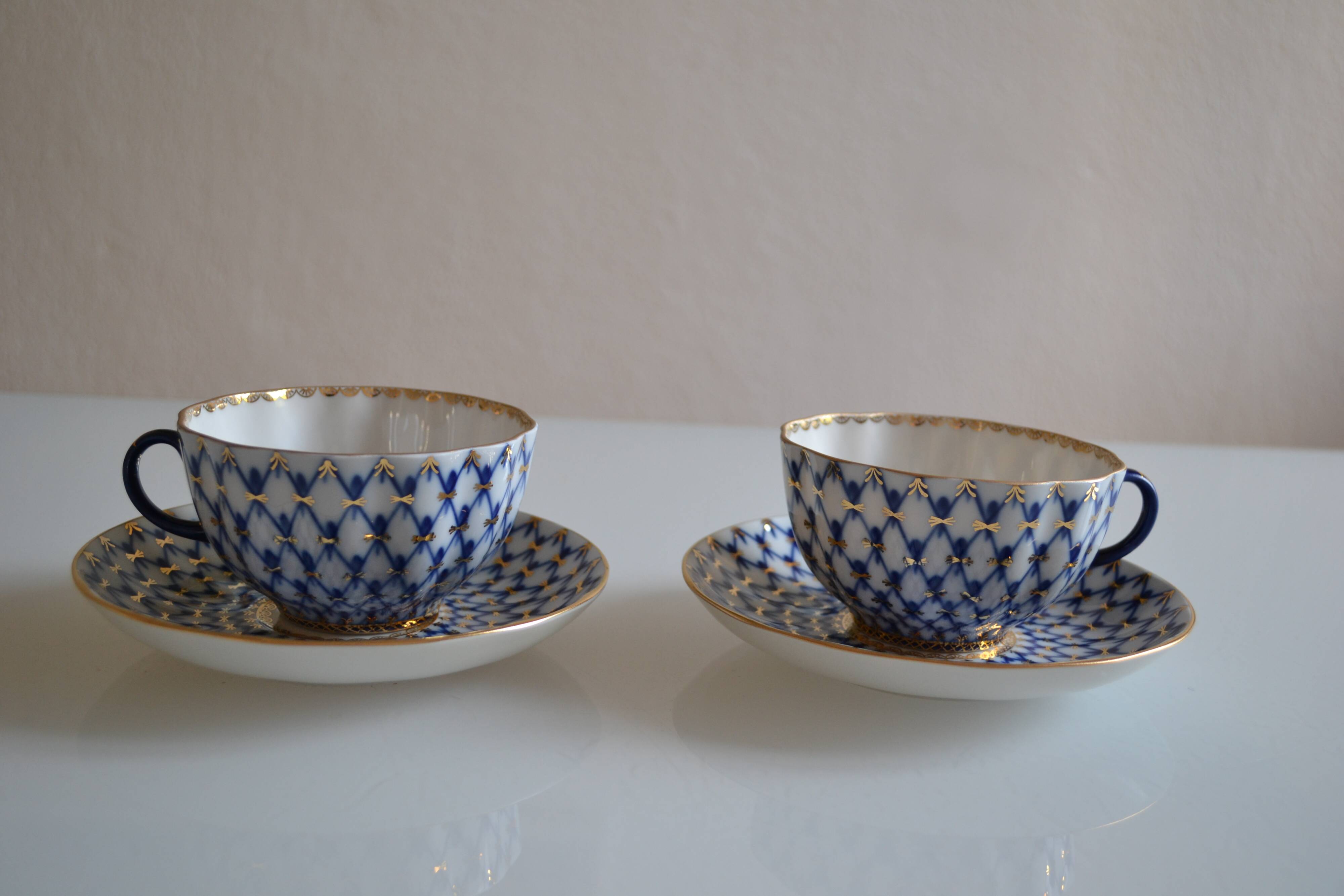 2 Russian Lemonosov porcelain tea cups