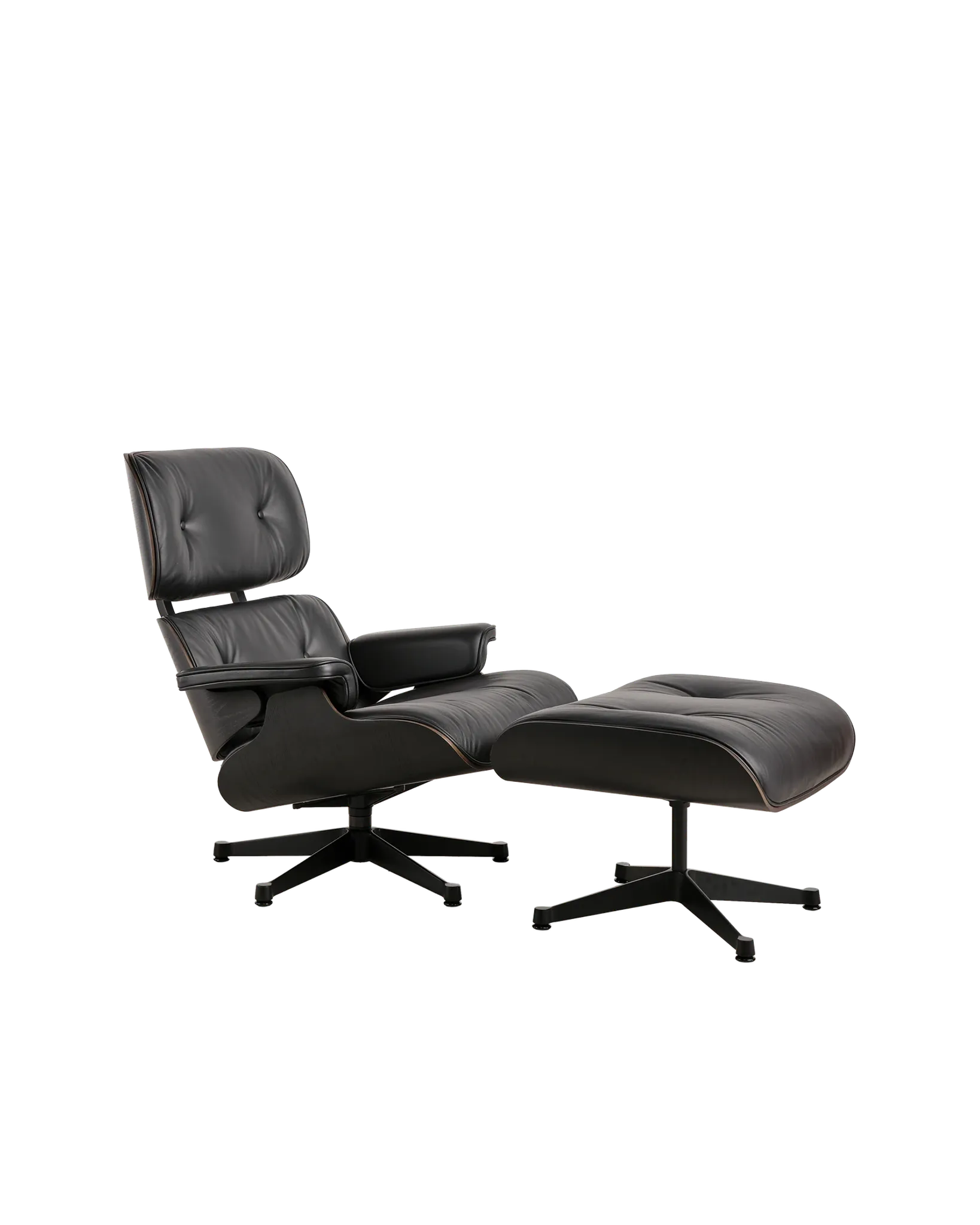 Lounge Chair and ottoman in black leather by Charles & Ray Eames, Vitra